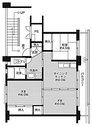 ビレッジハウス備前片上1号棟 3DKの間取図画像