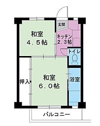ビレッジハウス槌ヶ原2号棟 2Kの間取図画像