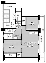 ビレッジハウス鏡野2号棟 2LDKの間取図画像