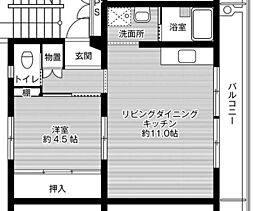 ビレッジハウス美祢2 1LDKの間取図画像