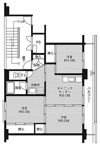 ビレッジハウス吉井II1号棟 0202｜福岡県うきは市吉井町(賃貸マンション3DK・2階・53.08㎡)の写真 その2