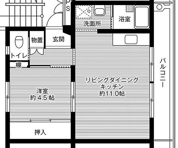 ビレッジハウス伊万里4号棟 0503｜佐賀県伊万里市新天町(賃貸マンション1LDK・5階・39.83㎡)の写真 その2