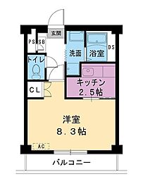 ビレッジハウス沼小柳4号棟 1Kの間取図画像