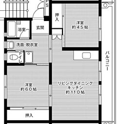 ビレッジハウス松原1号 2LDKの間取図画像