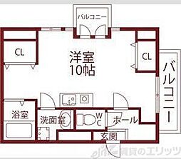 グランピーノ桃山台 ワンルームの間取図画像