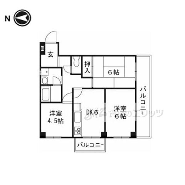 コンプリーションI 3-D｜大阪府茨木市五十鈴町(賃貸マンション2LDK・3階・56.03㎡)の写真 その2