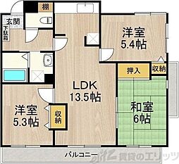 コート若園 2階3LDKの間取り