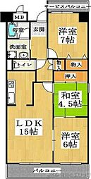 グランデパイース 4階3LDKの間取り