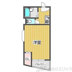 エミネンスヨシムラ 2階1Kの間取り