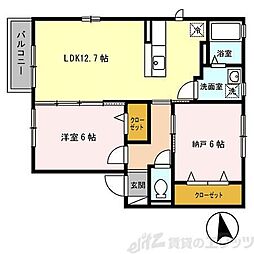 江坂GardenHiranoStageB 2LDKの間取図画像