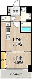 グランルクレ新大阪 1LDKの間取図画像