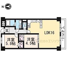 リアライズ高槻 2LDKの間取図画像