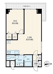 信濃町ハイム 1LDKの間取図画像