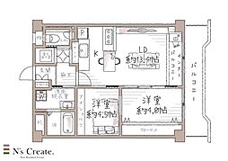 レジデンスサンシャイン米ヶ袋 2LDKの間取図画像