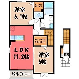 プロムナードK2 2LDKの間取図画像
