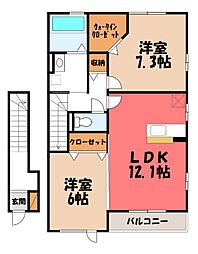 サンボナール 2LDKの間取図画像