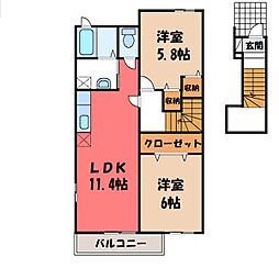 イリーデ・ソレイユA 2LDKの間取図画像