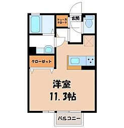 湘南新宿ライン宇須 古河駅 11.4kmの賃貸アパート 2階ワンルームの間取り