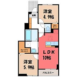 湘南新宿ライン宇須 栗橋駅 4kmの賃貸アパート 1階2LDKの間取り