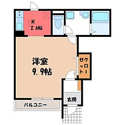 JR東北本線 古河駅 バス15分 上辺見東町下車 徒歩7分の賃貸アパート 1階1Kの間取り