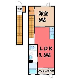 秩父鉄道 上熊谷駅 徒歩37分の賃貸アパート 2階1LDKの間取り
