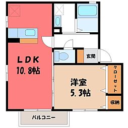 秩父鉄道 東行田駅 徒歩5分の賃貸アパート 2階1LDKの間取り