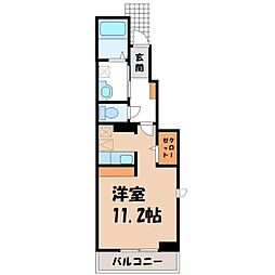 JR高崎線 籠原駅 徒歩25分の賃貸アパート 1階ワンルームの間取り