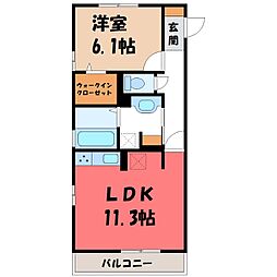 JR高崎線 籠原駅 徒歩8分の賃貸アパート 2階1LDKの間取り