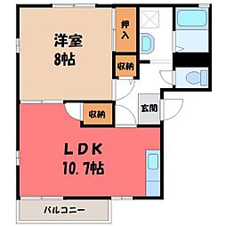 秩父鉄道 石原駅 徒歩4分の賃貸アパート 1階1LDKの間取り