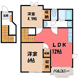 アリコ・ヴェールB 2LDKの間取図画像