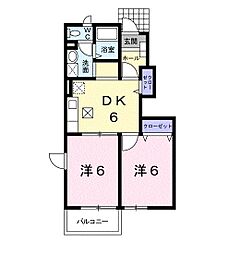 クレストール・ユキB 2DKの間取図画像