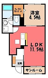 熊谷市肥塚アパート 1LDKの間取図画像