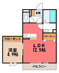 エヴァーラスティング熊谷 1LDKの間取図画像