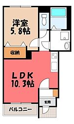 パークサイド2 1LDKの間取図画像