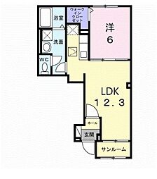 メゾン 二十二夜 1LDKの間取図画像