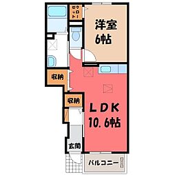 クレビステB 1LDKの間取図画像