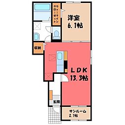 ディゾーネ館林 1LDKの間取図画像