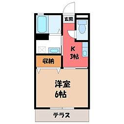フライハイツラオム 1Kの間取図画像