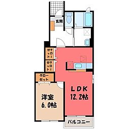サン・カルムA 1LDKの間取図画像