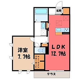 サクラソラB 1LDKの間取図画像