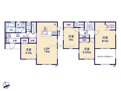 間取り：全室南西向きの陽当り良好な住宅です。　拭き掃除もしやすい全室フローリング。家事に便利な勝手口有ります。