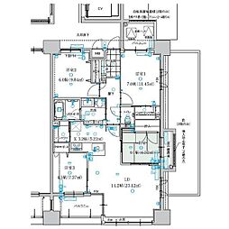 グリーンヒル別府北浜オーシャンレジデンス 3階4LDKの間取り