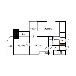 セゾン舞鶴 2DKの間取図画像