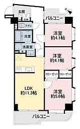 ウイングヒルズ久米川 2SLDKの間取図画像