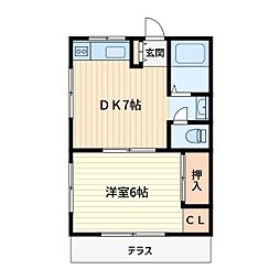 西武池袋線 大泉学園駅 徒歩18分の賃貸アパート 1階1DKの間取り
