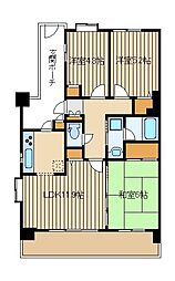 ライオンズガーデン武蔵関公園壱番館 5階3LDKの間取り