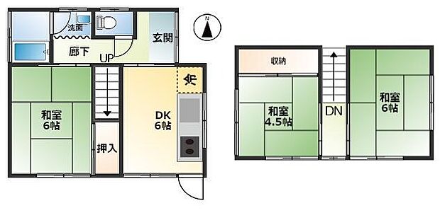 風情のある日本家屋。3DKの間取りです。