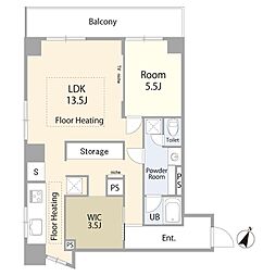 南平台マンション 1LDKの間取図画像