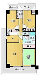 グリーンヒルパート2 3LDKの間取図画像