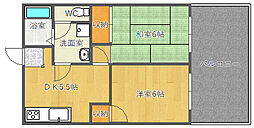 エール五月が丘南 2DKの間取図画像